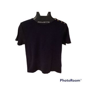 Navy Blue Chaps Short Sleeve Shirt with small Chaps logo SZ-M